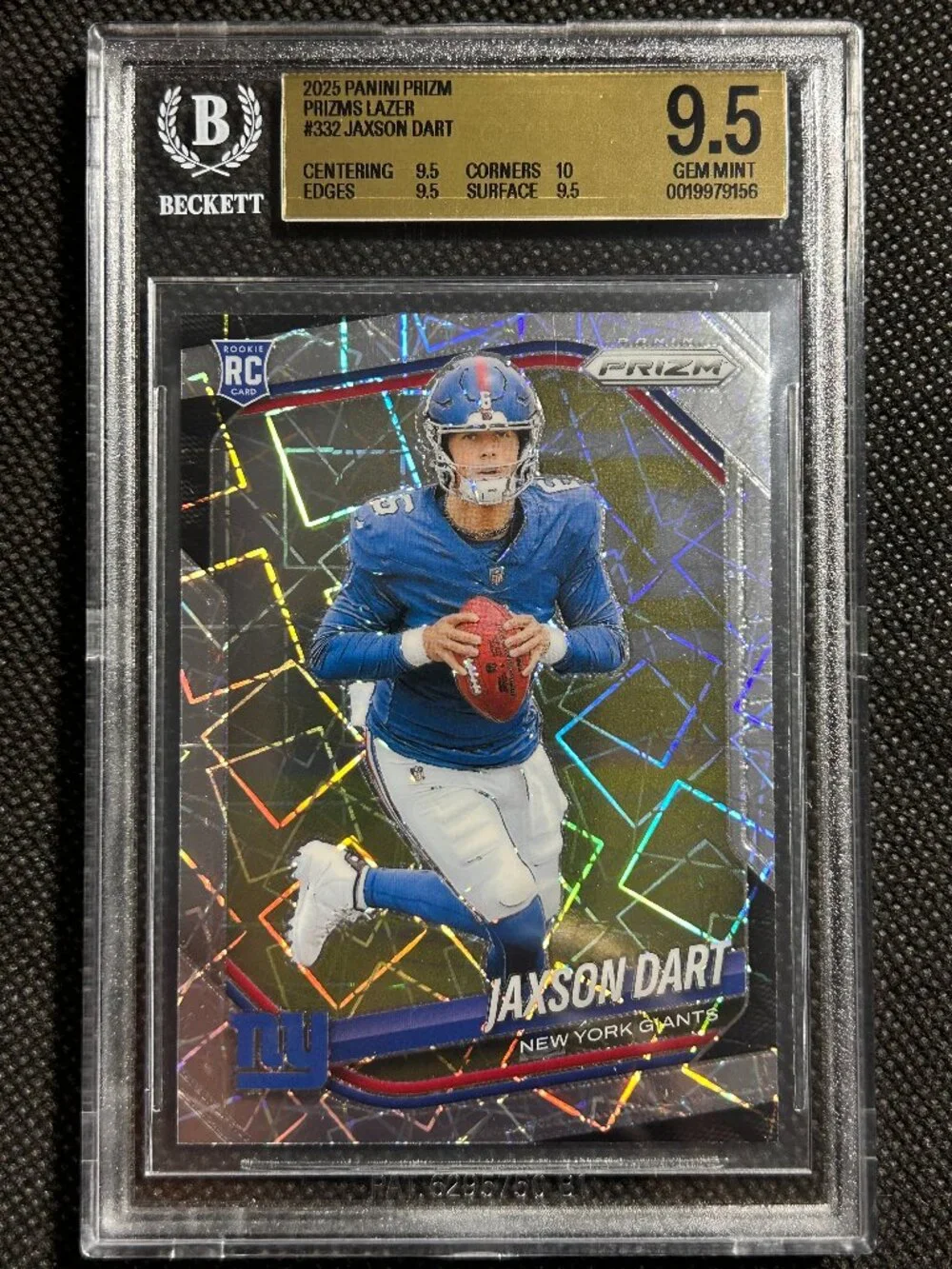 Jaxson Dart 2025 Panini Prizm #332 Lazer Prizm Rookie RC Giants BGS 9.5 Gem Mint - Picture 1 of 3